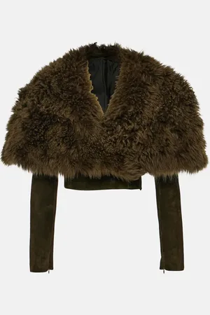 Alaïa Alaïa Cropped-Jacke aus Shearling und Veloursleder