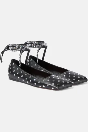 Amina Muaddi Verzierte Ballerinas Ane aus Leder