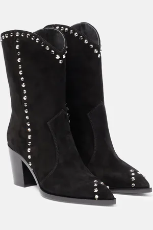 Gianvito Rossi Verzierte Westernstiefel Denver aus Veloursleder