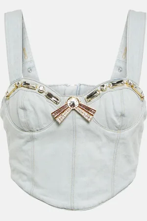 AREA Cropped-Top aus Denim