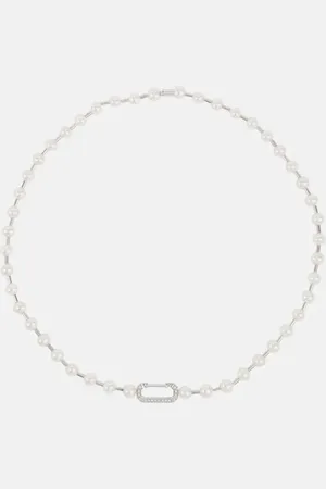 Eera Eéra Halskette Vita aus 18kt Weiß mit Diamanten und Perlen