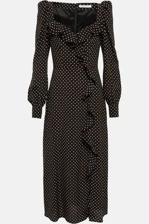 Alessandra Rich Midikleid aus Seide mit Polka-Dots