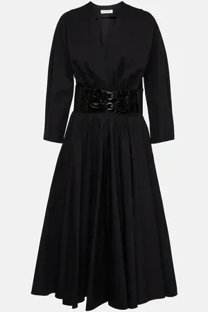 Alaïa Alaïa Midikleid aus Baumwolle mit Leder