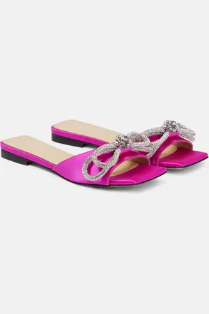 Mach & Mach Verzierte Pantoletten Double Bow aus Satin