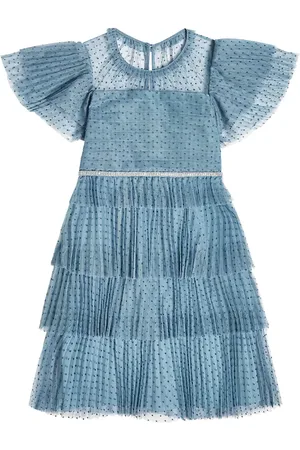 Self-Portrait Kleid Blue Dot aus Mesh