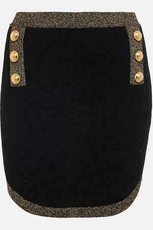 Balmain High-Rise-Minirock aus Rippstrick