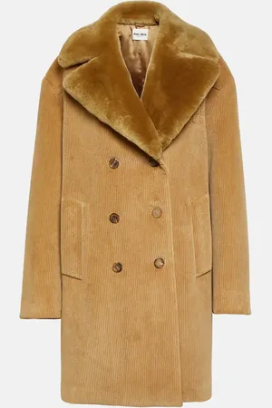 Miu Miu Mantel aus Cord mit Shearling