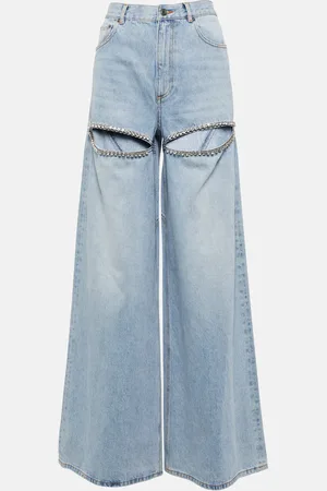 AREA Verzierte High-Rise Wide-Leg Jeans