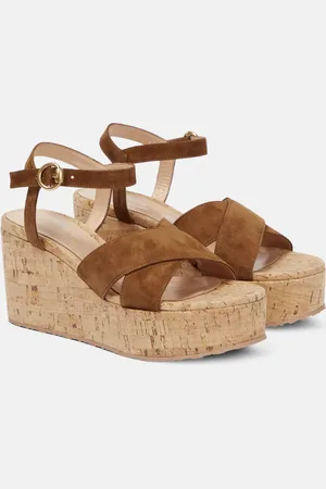 Gianvito Rossi Wedge-Sandalen aus Veloursleder