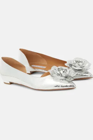 Aquazzura Ballerinas Paris Rose aus Metallic-Leder