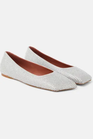 Amina Muaddi Ballerinas Ane aus Veloursleder mit Kristallen