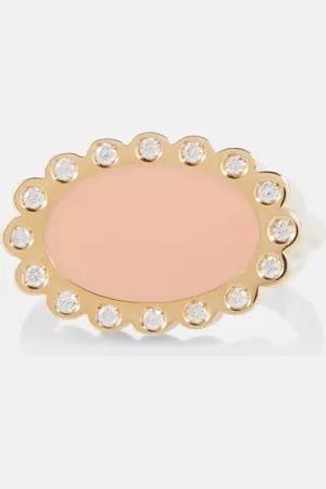 Aliita Ring Margarita Brillante aus 18kt Gelbgold mit Emaille und Diamanten