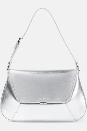 Amina Muaddi Schultertasche Ami aus Metallic-Leder