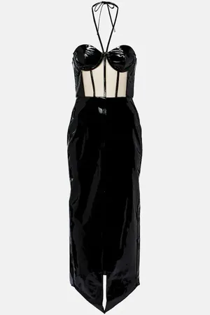 DAVID KOMA Midikleid Corset aus Lackleder