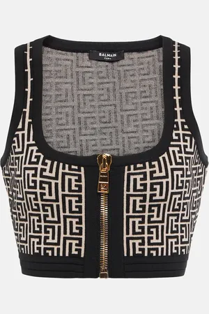 Balmain Cropped-Top aus einem Wollgemisch