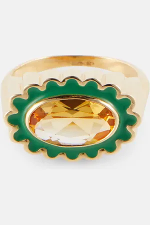 Aliita Ring Margarita Citrino aus 18kt Gelbgold mit Emaille und Citrin