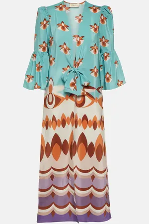 Adriana Degreas Bedrucktes Maxikleid Vintage aus Seide