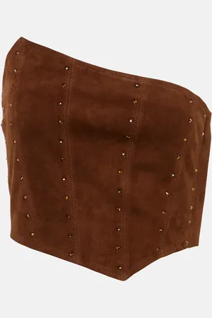 Alessandra Rich Cropped-Top aus Veloursleder