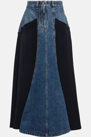 Chloé Chloé Midirock aus Denim und Woll-Gabardine