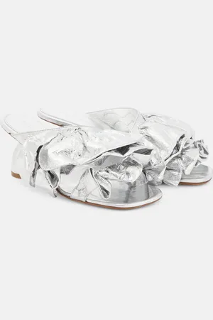 DRIES VAN NOTEN Pantoletten aus Metallic-Leder