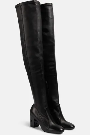 Max Mara Overknee-Stiefel Damier aus Leder