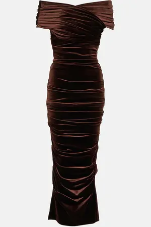 ALEX PERRY Off-Shoulder-Midikleid aus Samt