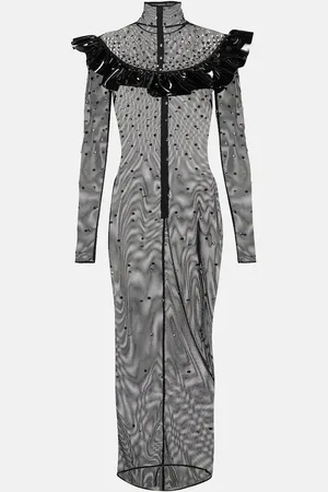 Alessandra Rich Verziertes Midikleid aus Mesh