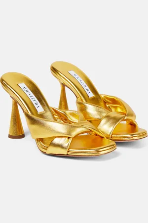 Aquazzura Pantoletten Amore aus Metallic-Leder