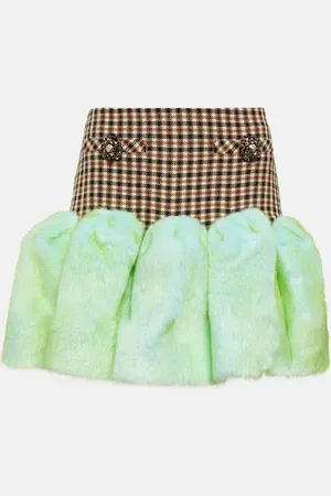 AREA Minirock mit Faux Fur
