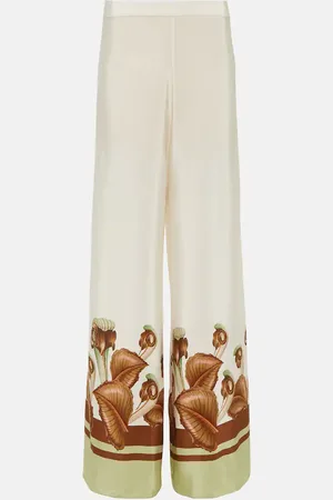 Adriana Degreas Weite High-Rise-Hose Arisaema aus Seide