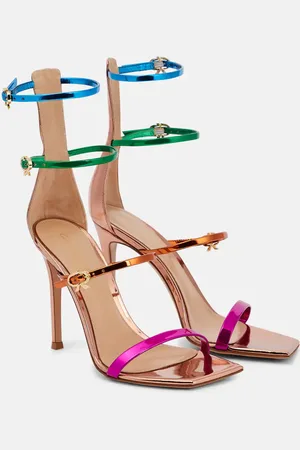 Gianvito Rossi Sandalen Ribbon 105 aus Metallic-Leder