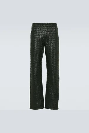 Bottega Veneta Gerade Hose Intrecciato aus Leder