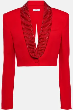 AREA Verzierter Cropped-Blazer aus Wolle