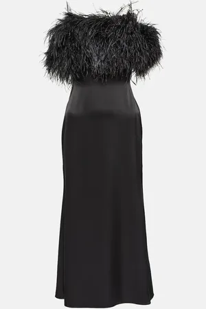 DAVID KOMA Midikleid mit Federn