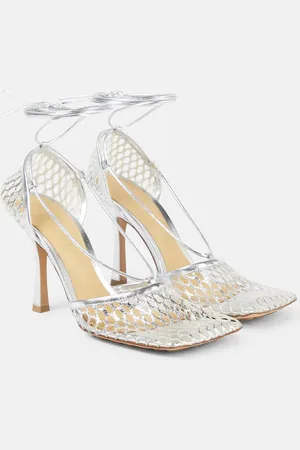 Bottega Veneta Pumps Stretch aus Mesh und Metallic-Leder