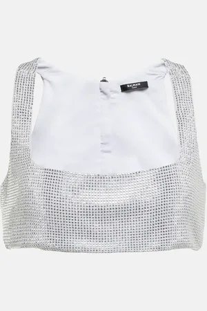Balmain Cropped-Top mit Kristallen