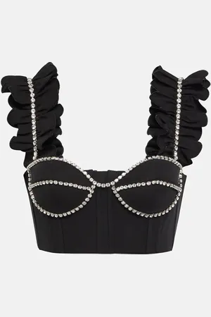 AREA Verziertes Cropped-Top aus Baumwolle