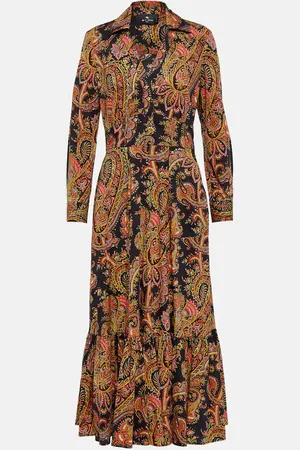 Etro Bedrucktes Midikleid aus einem Baumwollgemisch