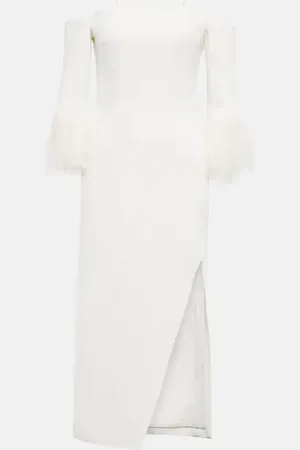 DAVID KOMA Midikleid mit Federn