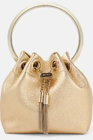 Jimmy Choo Bucket-Bag Bon Bon Micro aus Metallic-Leder