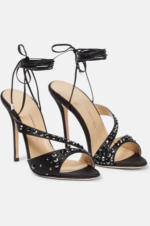 Alessandra Rich Verzierte Sandalen aus Seidensatin