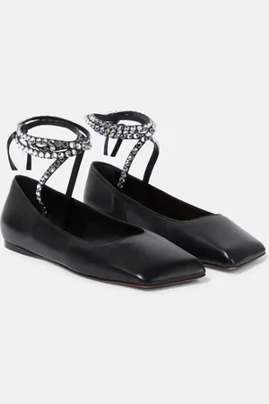 Amina Muaddi Verzierte Ballerinas Ane aus Leder