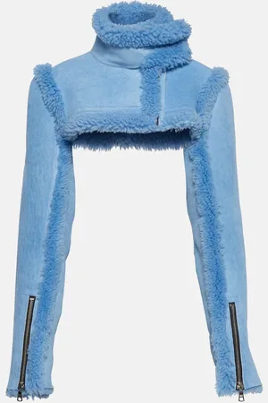LAQUAN SMITH Cropped-Lederjacke mit Shearling