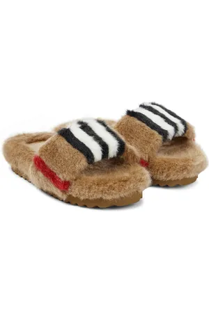 Burberry Pantoletten Icon Stripe aus Faux Fur