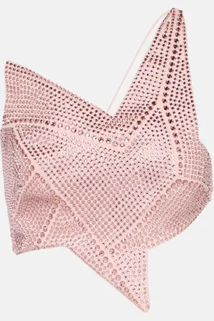 AREA Cropped-Top aus Jersey mit Kristallen