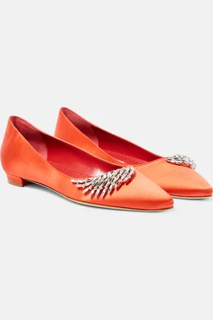 Manolo Blahnik Verzierte Ballerinas Pluma aus Satin