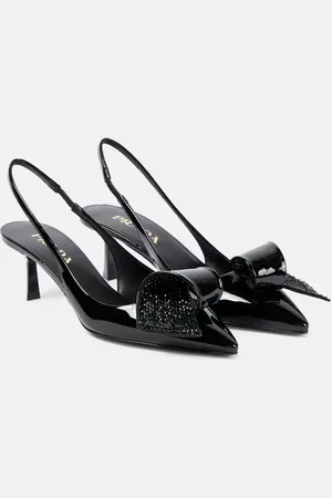 Prada Verzierte Slingback-Pumps aus Lackleder