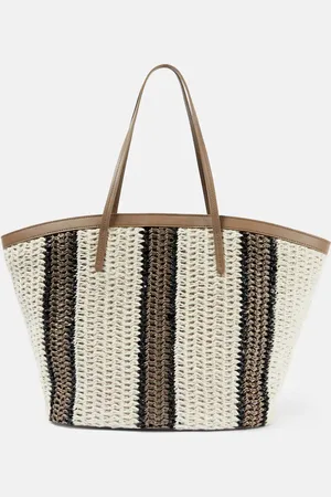 Brunello Cucinelli Shopper Medium aus Häkelstrick mit Leder