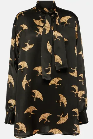 DRIES VAN NOTEN Bedruckte Schluppenbluse aus Seidensatin