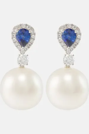 BUCHERER FINE JEWELLERY Ohrringe Romance aus 18kt Weißgold mit Diamanten, Saphiren und Perlen